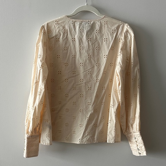 Elegant Cream Eyelet Women's Blouse - Picture 7 of 7